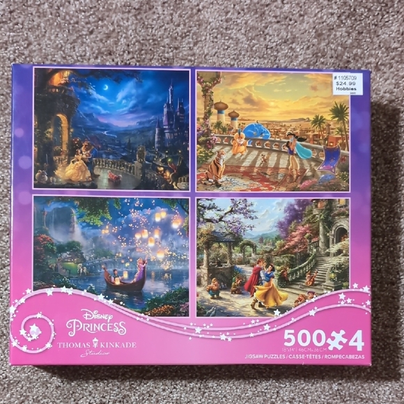Disney Other - Disney Princess Thomas Kinkade Puzzle Set - Purple and Blue